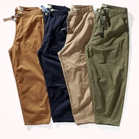 fall 2021 men s japanese style retro solid color pocket straight loose casual wide legged pants