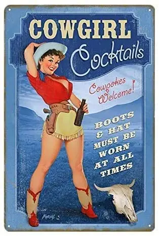 

Danny Penaw Metal Tin Sign Cowgirl Sexy Lady Wall Vintage Home Decor 8x12inches