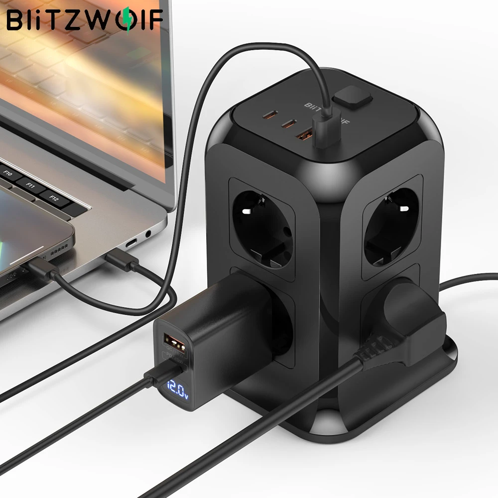 Блок питания BlitzWolf 2500 Вт 8-полосная электрическая розетка с 2 внешними элементами