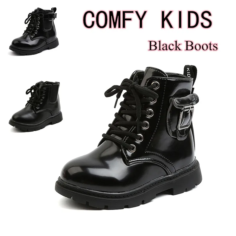 Удобные Детские Водонепроницаемые уличные кожаные зимние ботильоны на молнии