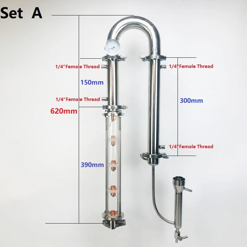Бытовая дистилляционная машина из чистой меди или SS304 с 5 секциями пузырьковых