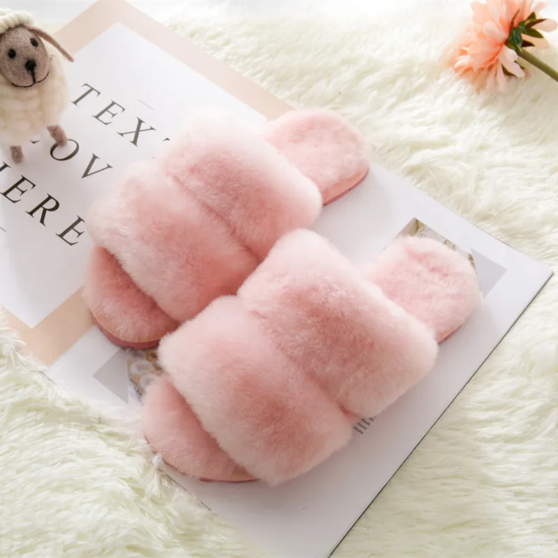 Шлепанцы женские домашние из натуральной овечьей кожи зимние меховые тапочки