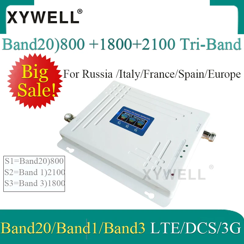 Большая распродажа! Трехдиапазонный мобильный усилитель сигнала Band20)LTE 800/2100/1800