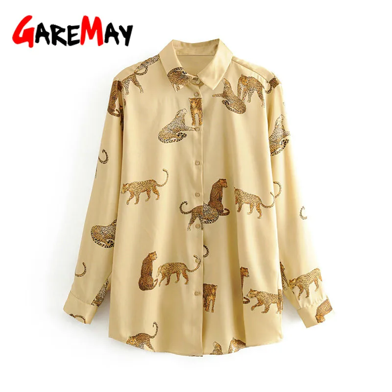 Женская блузка с животным принтом в стиле ретро свободная Повседневная Блузка