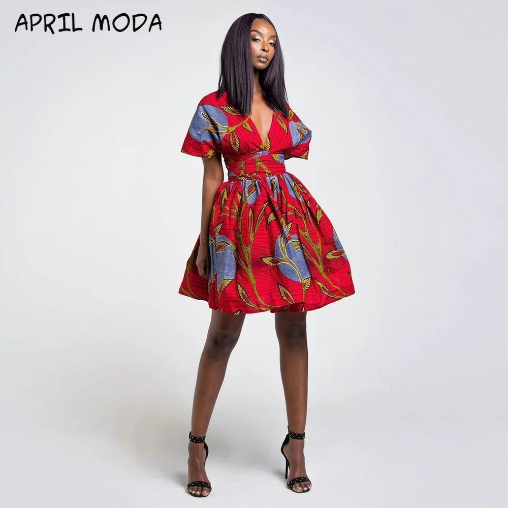 2020 мини платье в африканском стиле ручной работы с низким вырезом на спине Платье