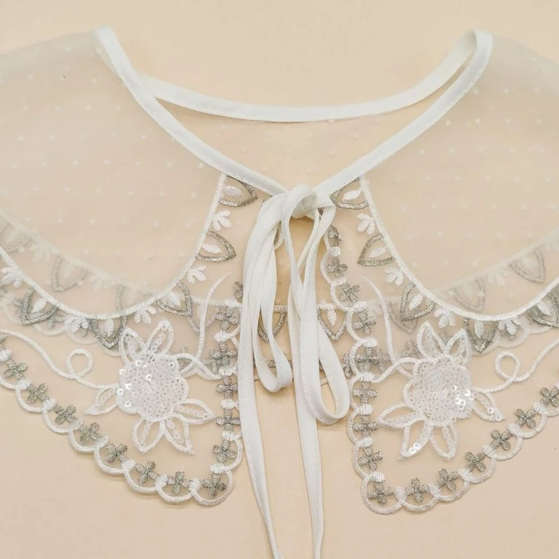 X5XE кружевная Цветочная шаль искусственный воротник женская рубашка ложные