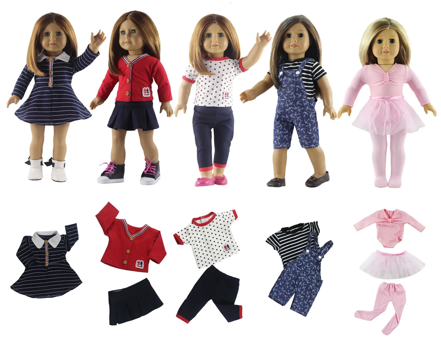 Хит продаж 5 комплектов Одежда для кукол новый стиль 18 дюймов американское платье