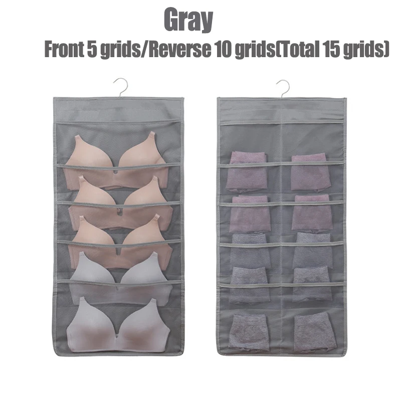 Gray-15grids 15/24 Карманы настенные Висячие нижнее белье носки сумка для хранения Ткань Оксфорд большой емкости шкаф и висячий Органайзер на дверь - Цвет: Gray-15grids