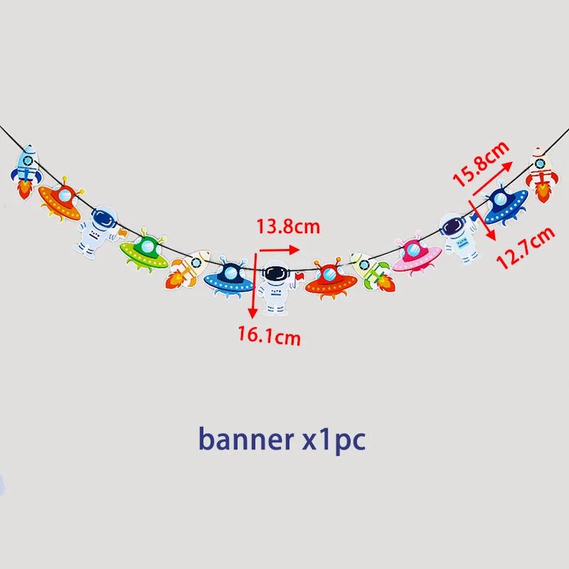 banner B x1pc Космические вечерние украшения Вселенная одноразовые пластины стаканчики посуда наборы Гирлянда украшение торта верхушка Дети День рождения воздушные шары - Цвет: banner B x1pc