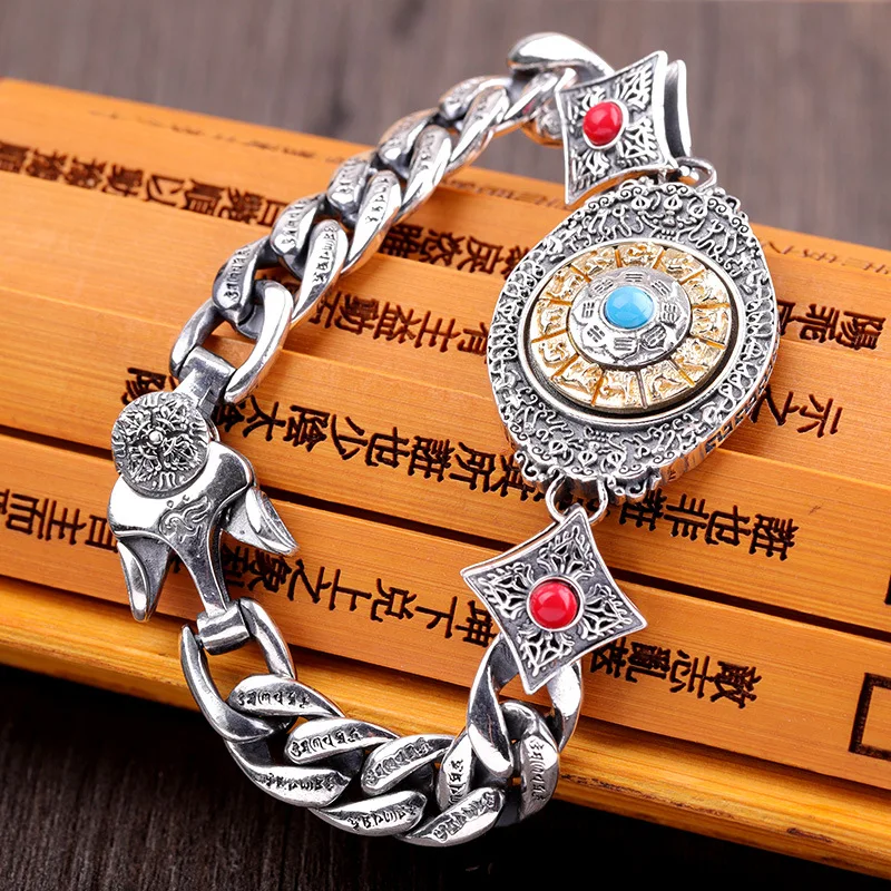 Бесцветные волнистые буддийские браслеты для мужчин шириной 9 5 мм Толстые из