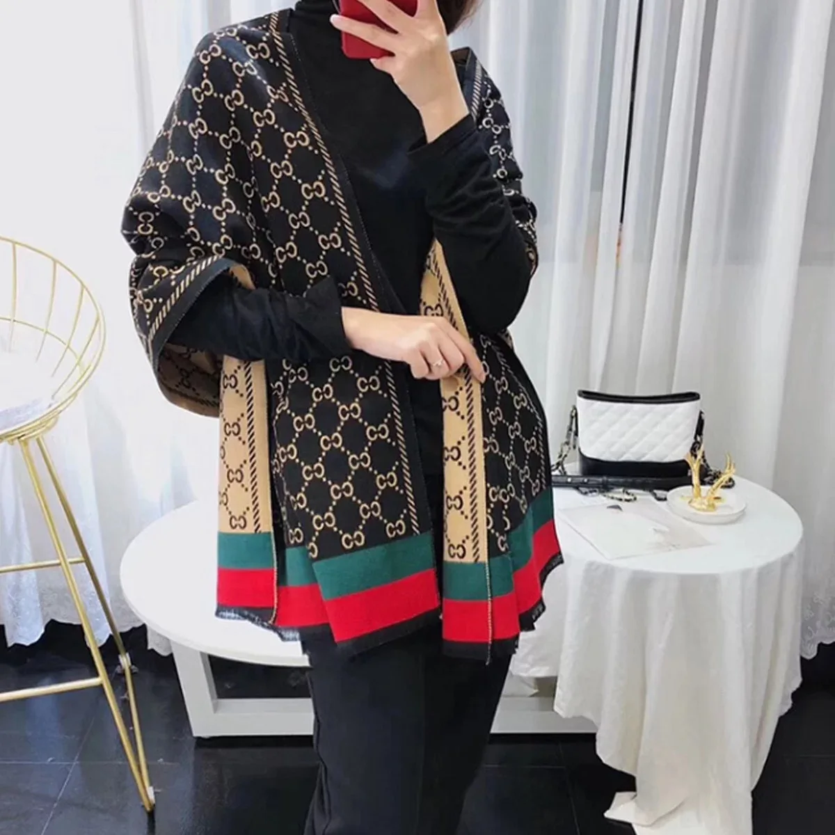 

2021 новый высококачественный теплый толстый кашемировый шарф Зимний женский шарф в стиле букв брендовая элегантная шаль из пашмины