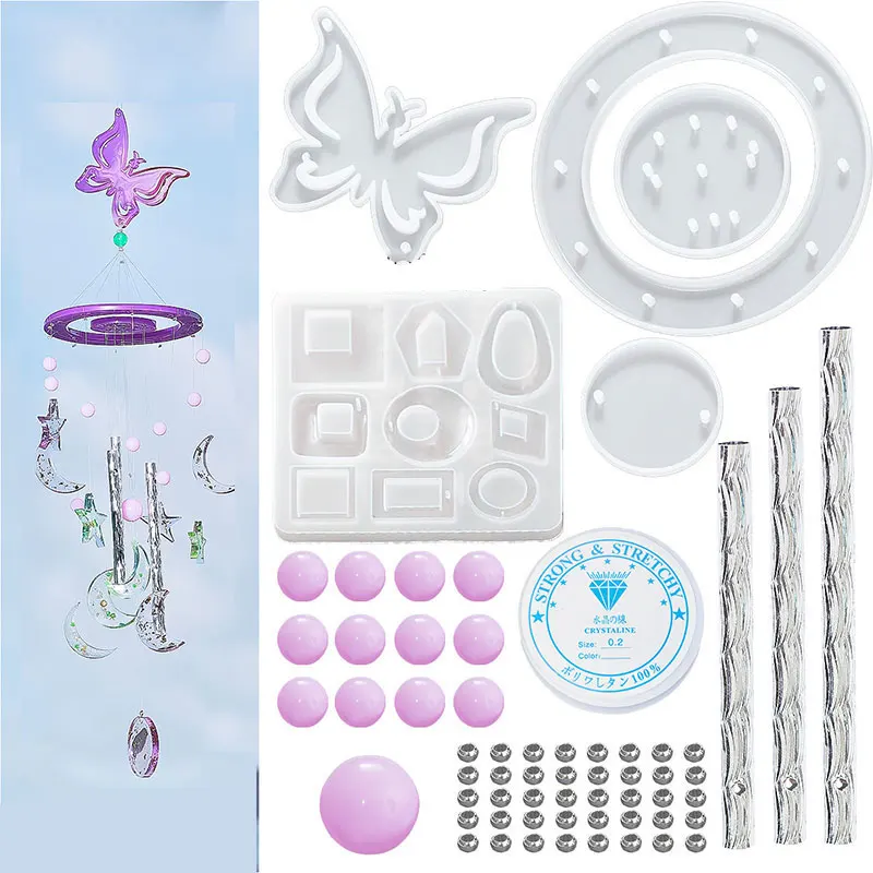 

DIY Crystal Epoxy Resin Mold Sun Star Moon Manual Wind Chime Combination Material Kit Silicone Mold For Resin QrhYK