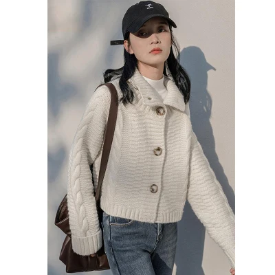 

Turtleneck breasted cardigan sweater woman