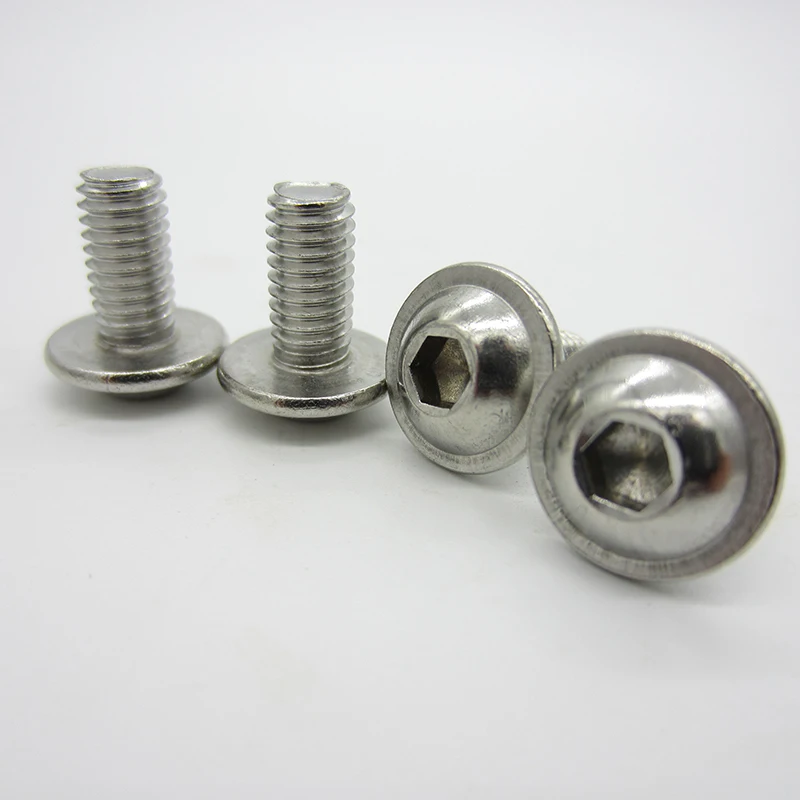 

20Pcs M3 M4 M5 M6 304 Stainless Steel Half Round button Flange Head with Washer Inner Hex Socket allen Screws Bolt
