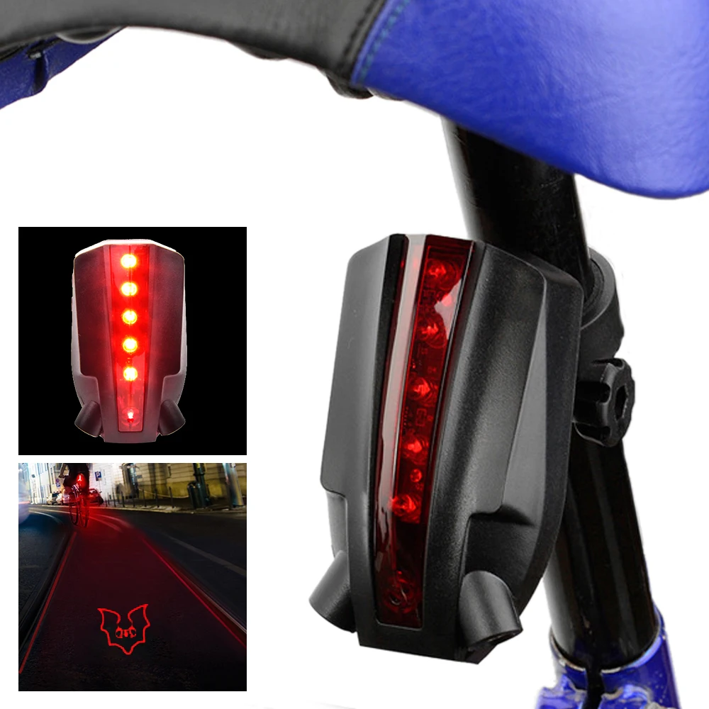 

USB Charging Bike Laser Taillight Safety Cycling 2 Laser+5 LED Bicycle Rechargeable Red Light Bike Lamp