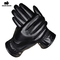 bison denim mens sheepskin winter warm fashion gloves genuine leather driving gloves leather gloves for touch screen guantes