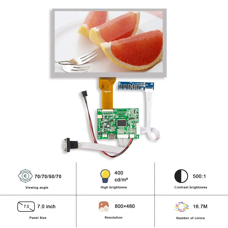 

Original Innolux AT070TN94 7 Inch LCD Display SRGB Resolution 800×480 VGA Driver Board LCD TTL LVDS Controller Board