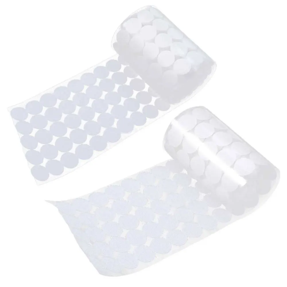

200 Pairs 20mm Diameter Round Back Sticky Tapes Hook and Loop Self Adhesive Dot Tapes DIY Accessories for Curtain Cloth Home Off