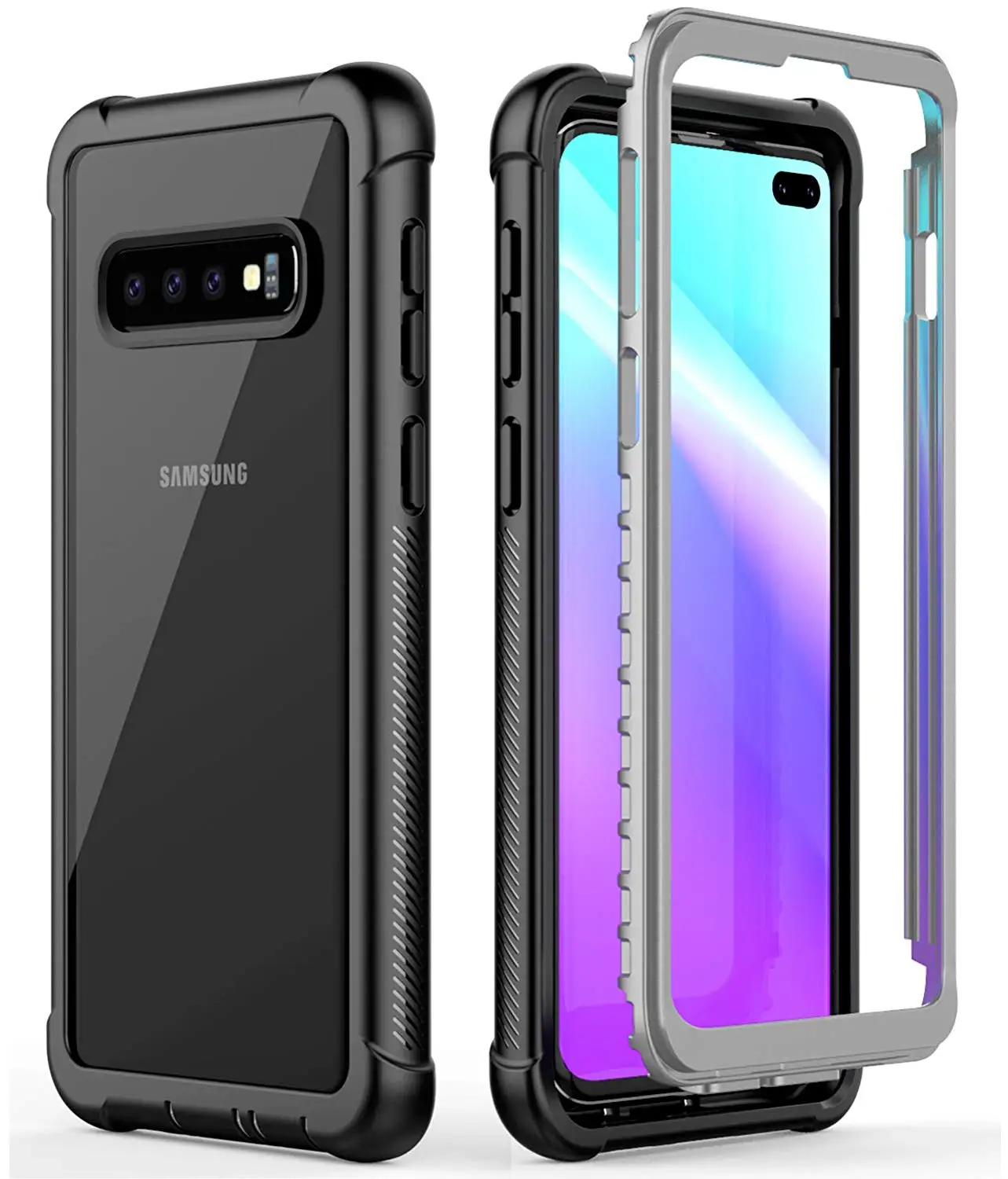 Black and Gray Чехол для samsung S10Plus, чехол для Note 10 Plus, 5G, 360, Защита для samsung Galaxy S10E, чехол Etui для samsung S10 Plus, чехол 10 S, Note10 - Цвет: Black and Gray