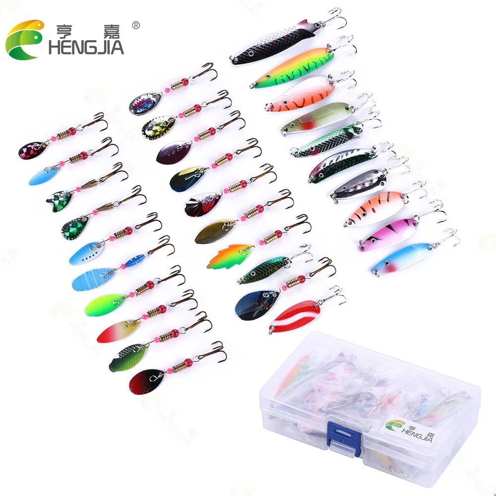 

Набор металлических Блесен для рыбалки, 30 шт., в виде ложки, жесткая искусственная приманка, металлическая приманка для ловли окуня с блестк...