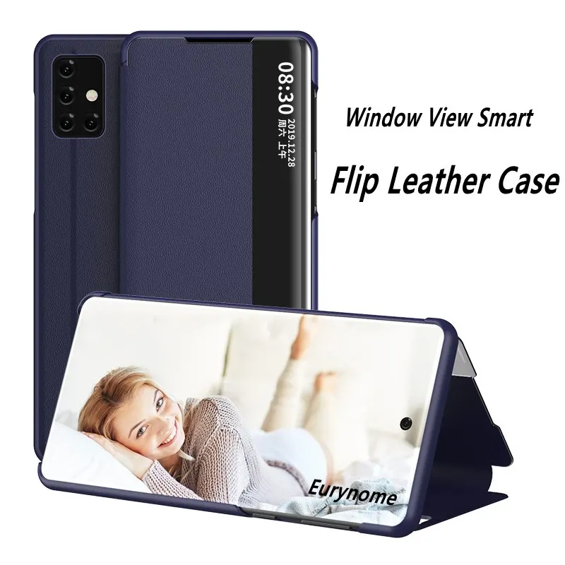 

Smart View Case Leather Phone Cases for Samsung Galaxy A51 A71 S20 Ultra Flip Cover Men Boy Girl Women Gift Plain,transparent