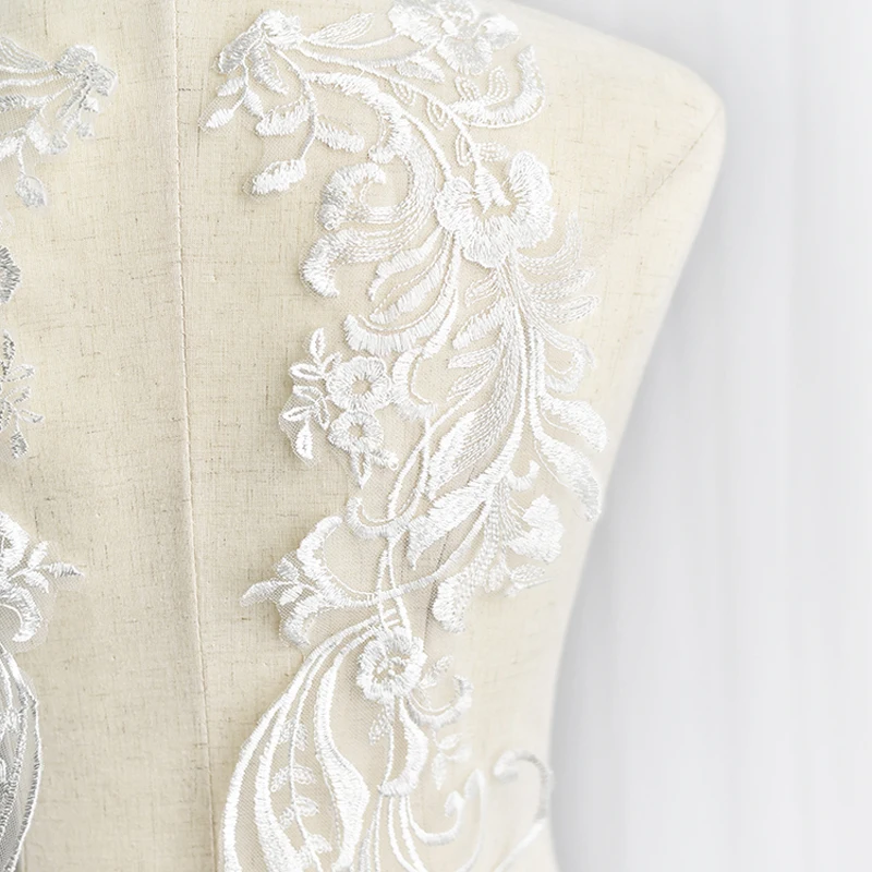 1 пара с вышивкой крыльев Ангела белая кружевная Свадебная аппликация для