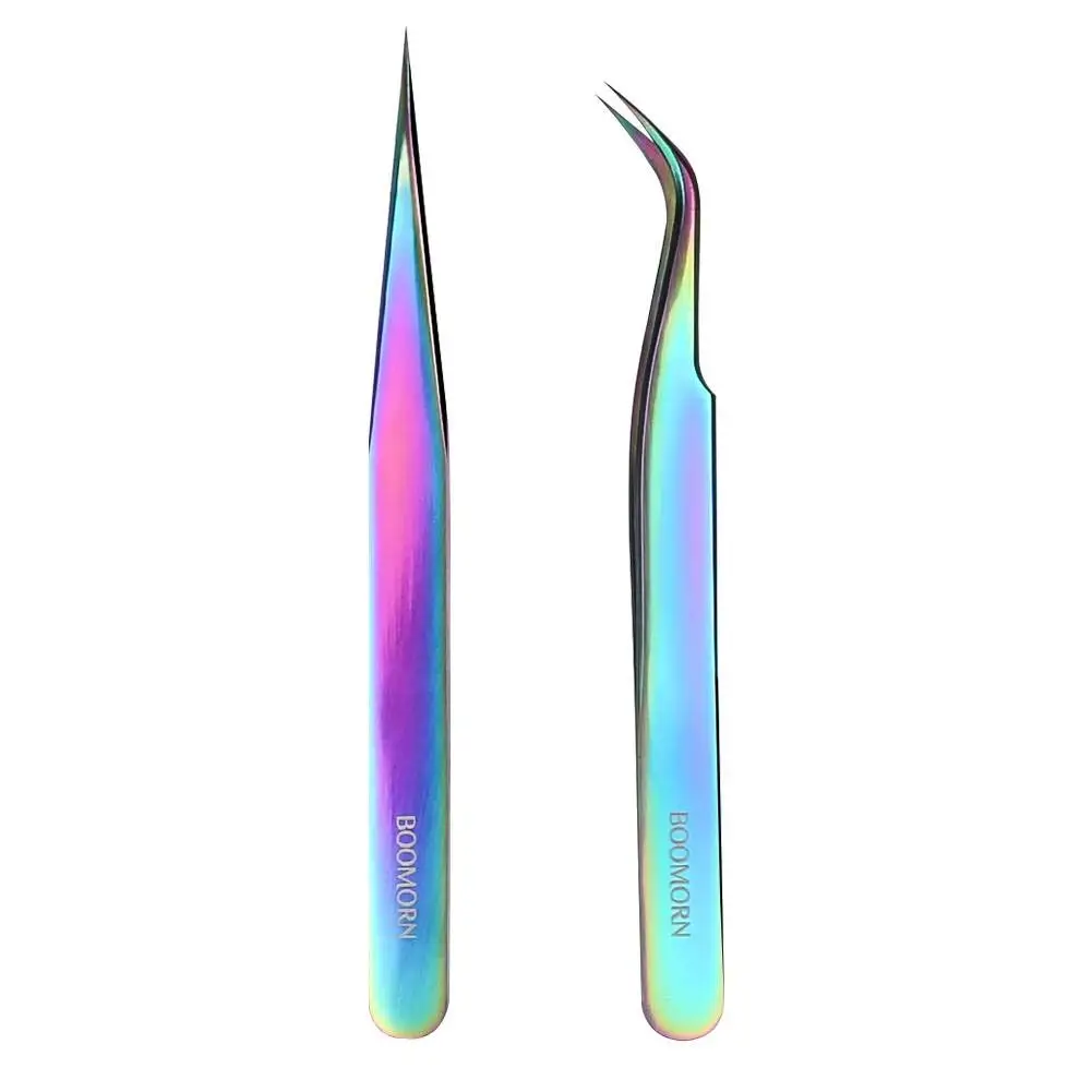 1 шт. Радуга Цвет прямые/Изогнутые Пинцет ногти искусство Стикеры Стразы ресниц