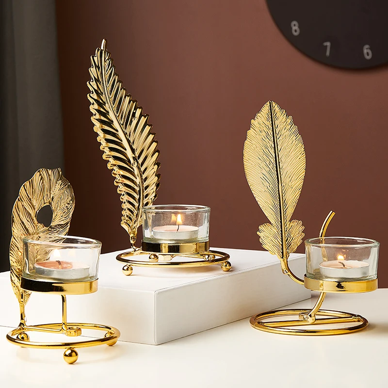 

Nodic Home Decor Candle Holders Glass Metal Candlesticks Wedding Decoration Salon Candles Container Modern Home Decoration