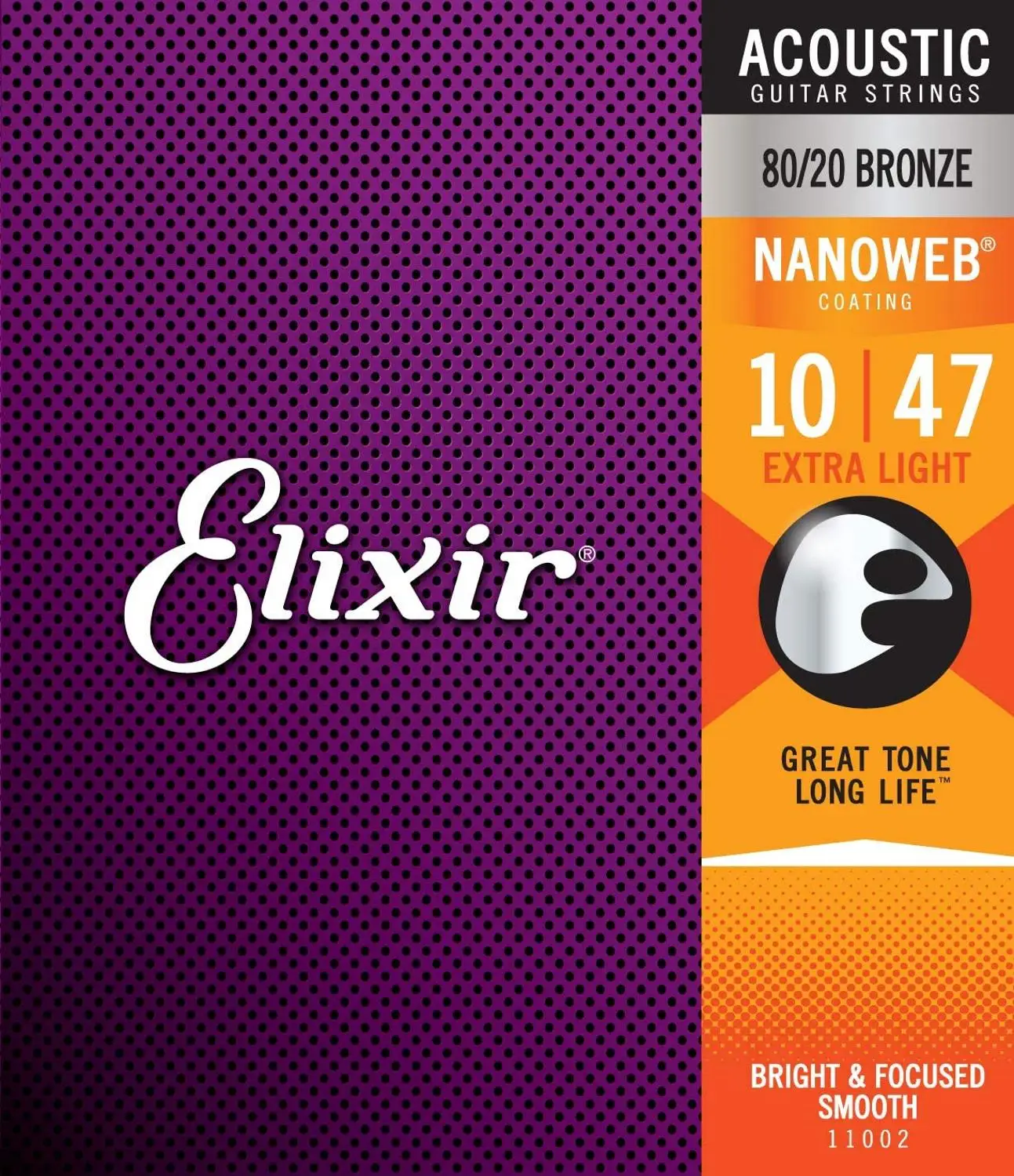 Акустические гитарные струны Elixir 11002 с нанопокрытием 80/20 бронзовые из