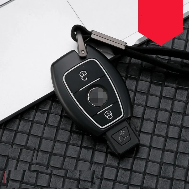 2button black white Чехол для ключей из углеродного волокна, защитный чехол для ключей, держатель для Mercedes benz A B R G Class GLK GLA w204 W251 W463 W176 - Название цвета: 2button black white
