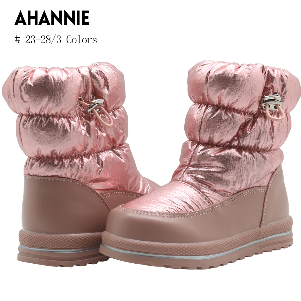 Ahannie/зимние ботинки для малышей/маленьких детей; легкие водонепроницаемые уличные теплые ботинки на искусственном меху; зимняя обувь