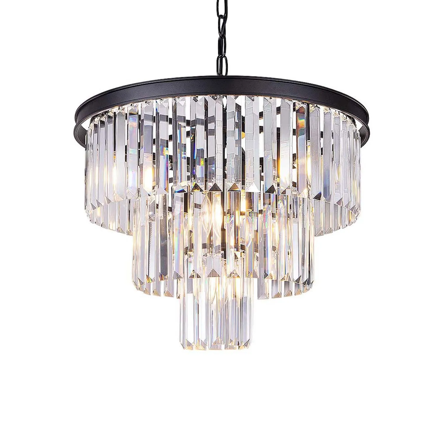 

Хрустальная люстра, 20 дюймов, 3-уровневая 7-легкая современная люстра для ванной комнаты, регулируемый подвесной потолочный светильник