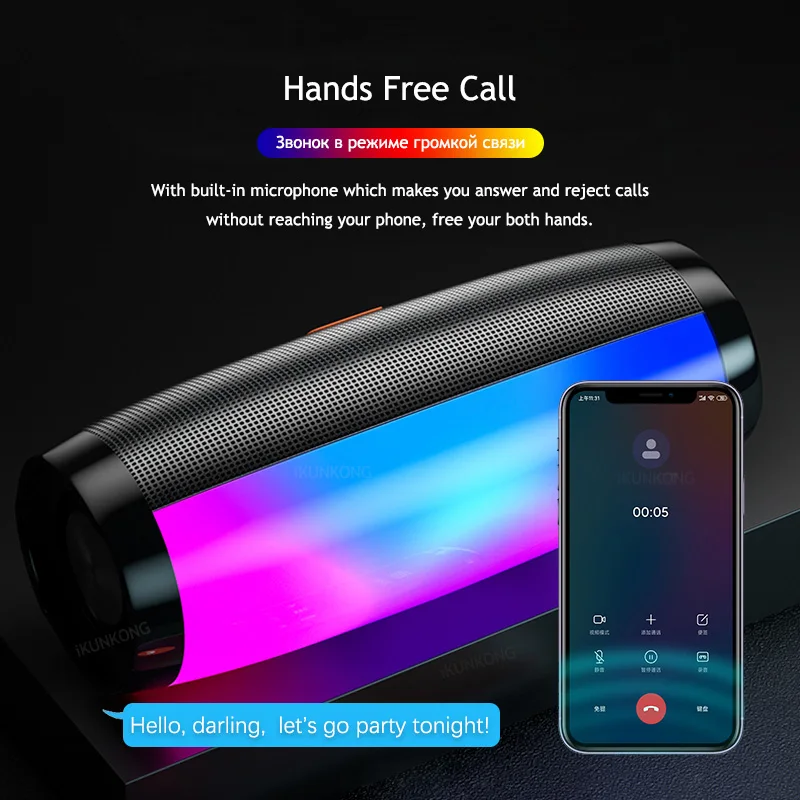 led portable bluetooth speaker fm radio music player boombox aux tf usb speakers blutooth fifi wireless subwoofer caixa de som free global shipping