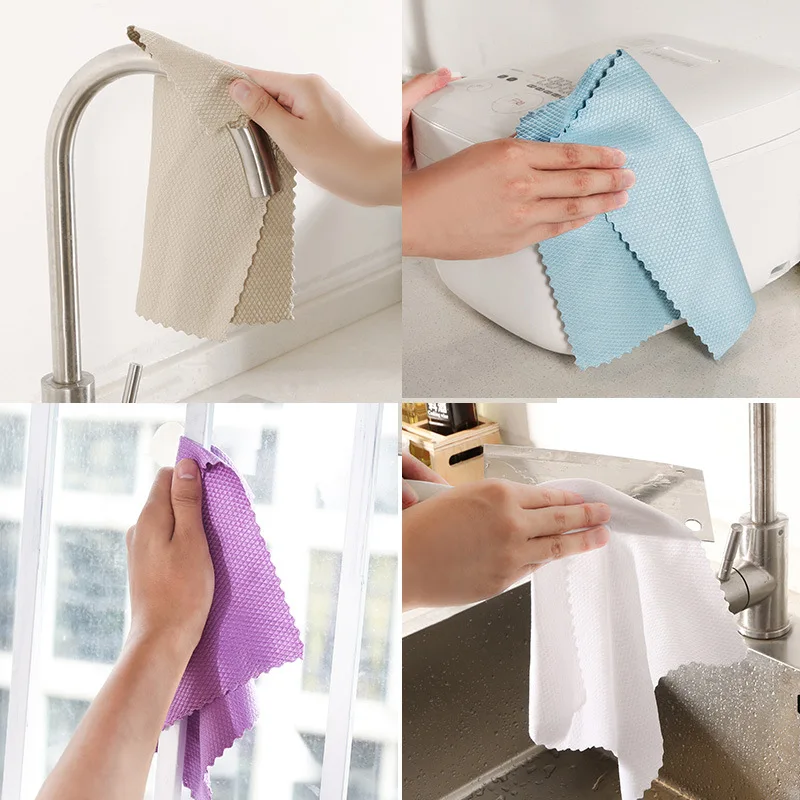 

5pcs fish scale rag glass cloth microfiber absorbent not easy to shed hair non-marking scouring pad cleaning towel