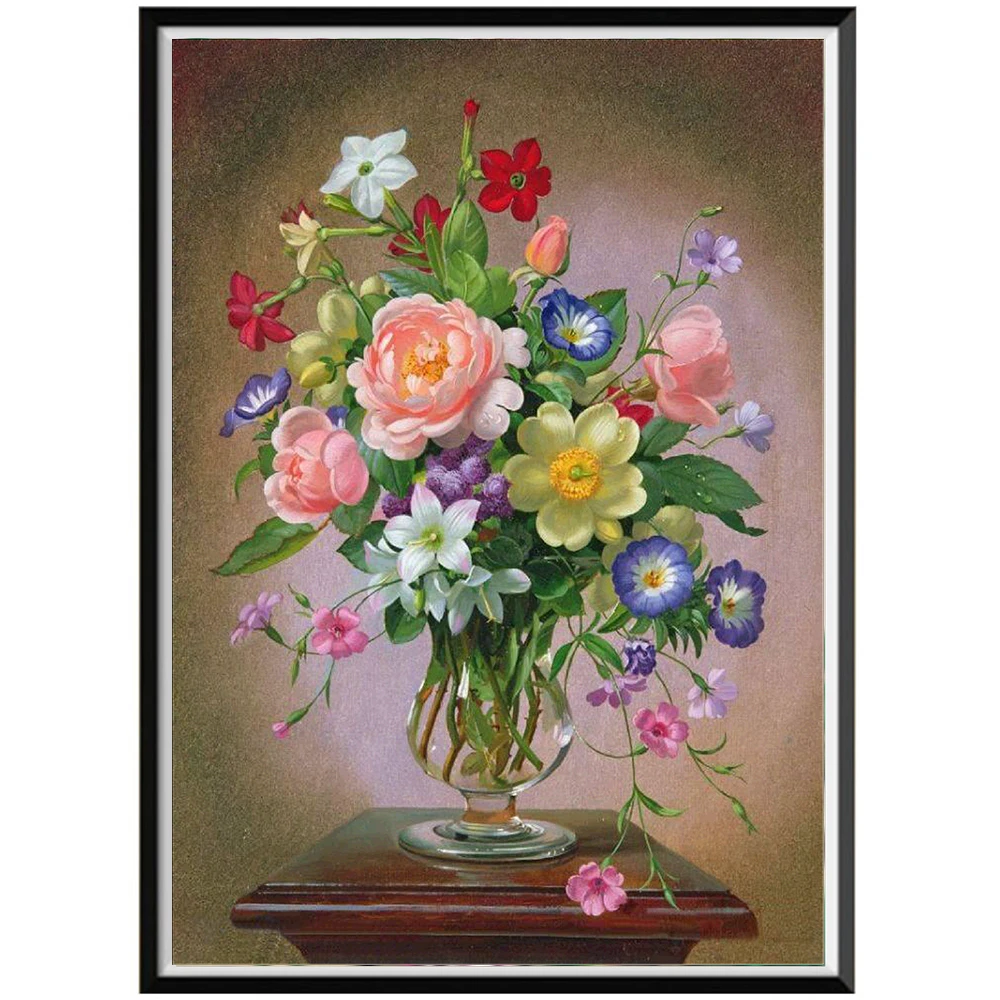 

Ваза с цветами, тюльпанами, розой, пионами, лилиями, магноли, полностью Алмазная мозаика «сделай сам», алмазная живопись, алмазная вышивка, полная стена