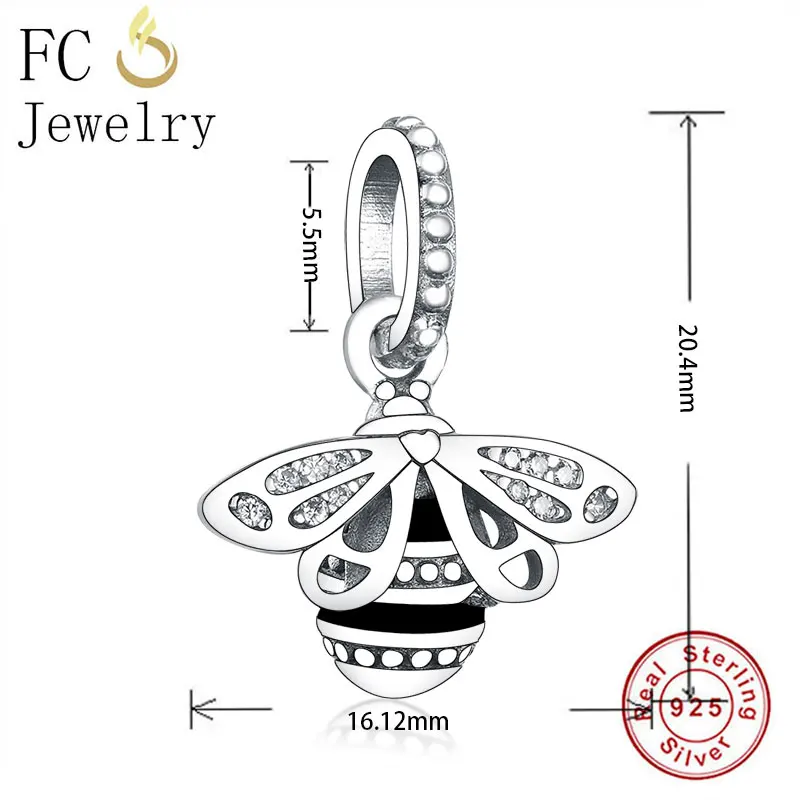 FC Jewelry оригинальный брендовый браслет с подвесками серебро 925 пробы черная эмаль