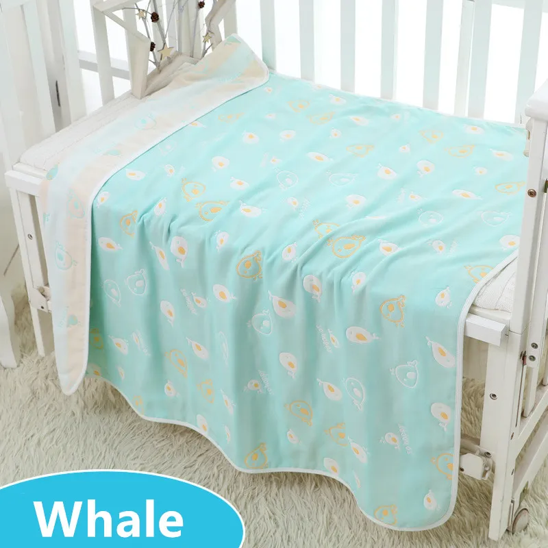 WHALE 6 слоев детское одеяло Многофункциональный Хлопковые газовые гольфы до колена постельные принадлежности Стёганое одеяло сиденья на осень новорожденных Одеяло детский банный Полотенца - Цвет: WHALE