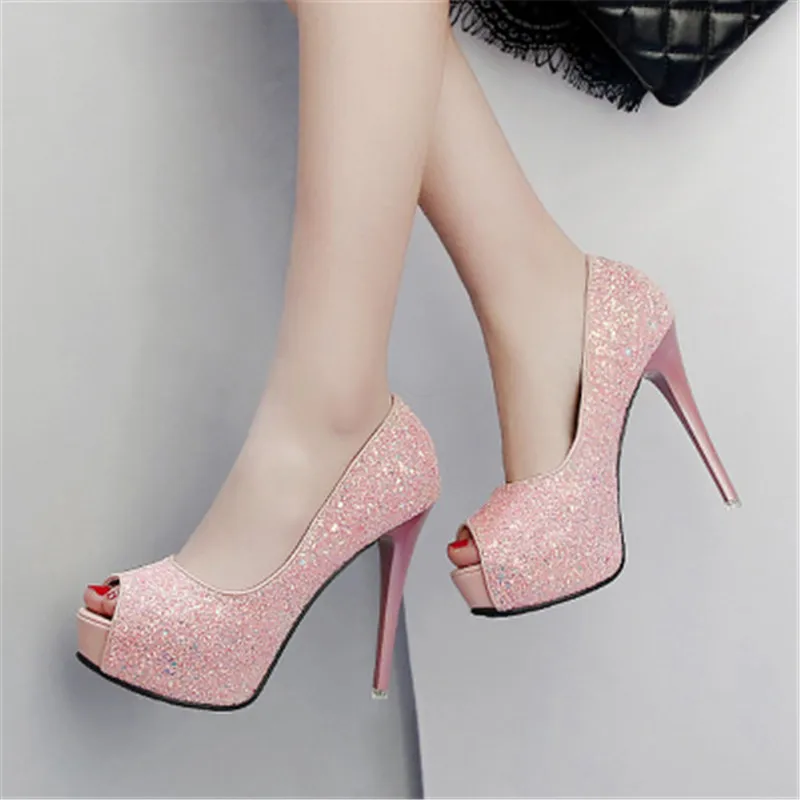 Босоножки Женские туфли на высоком каблуке и платформе лодочки с открытым носком