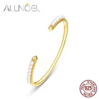 Женский браслет ALLNOEL, из стерлингового серебра 925 пробы, с покрытием из настоящего золота, жемчужные ювелирные изделия, открытый дизайн, регулируемый, высокое качество, новинка