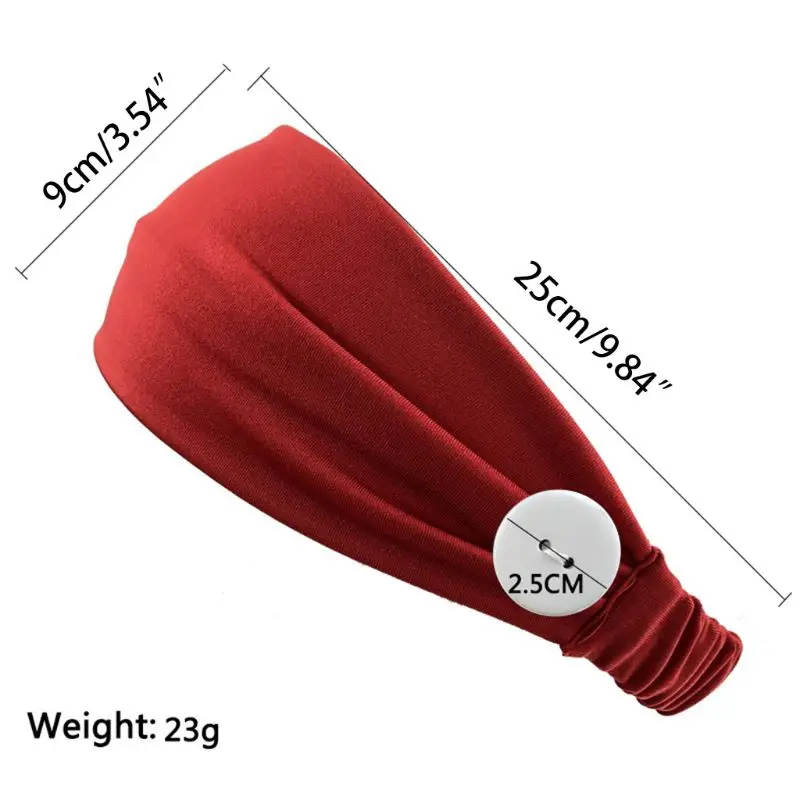 

Unisex Sport Milk Fiber Wide Headband with Button Solid Candy Color Stretchy Headwrap Ear Protector Quick Dry Turban