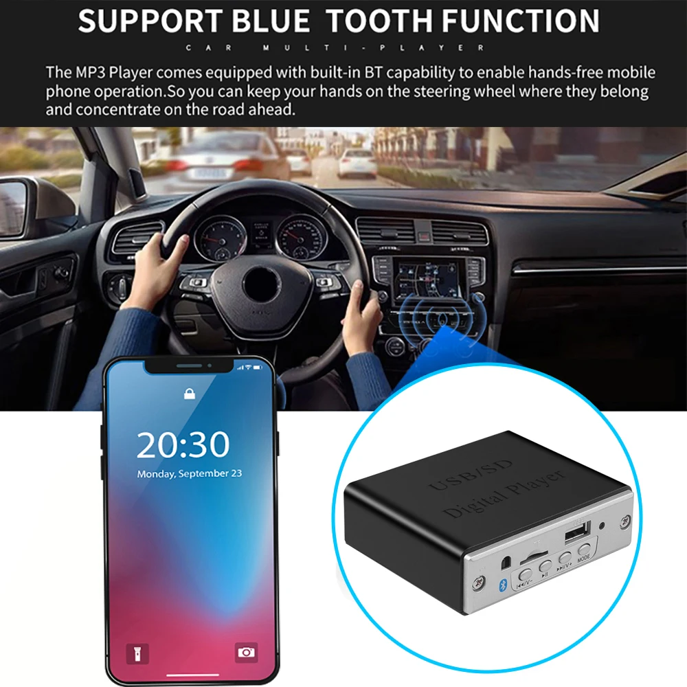 Автомобильная Плата декодера аудиосигнала Bluetooth с корпусом WMA 12 в MP3 аудиоплеер USB