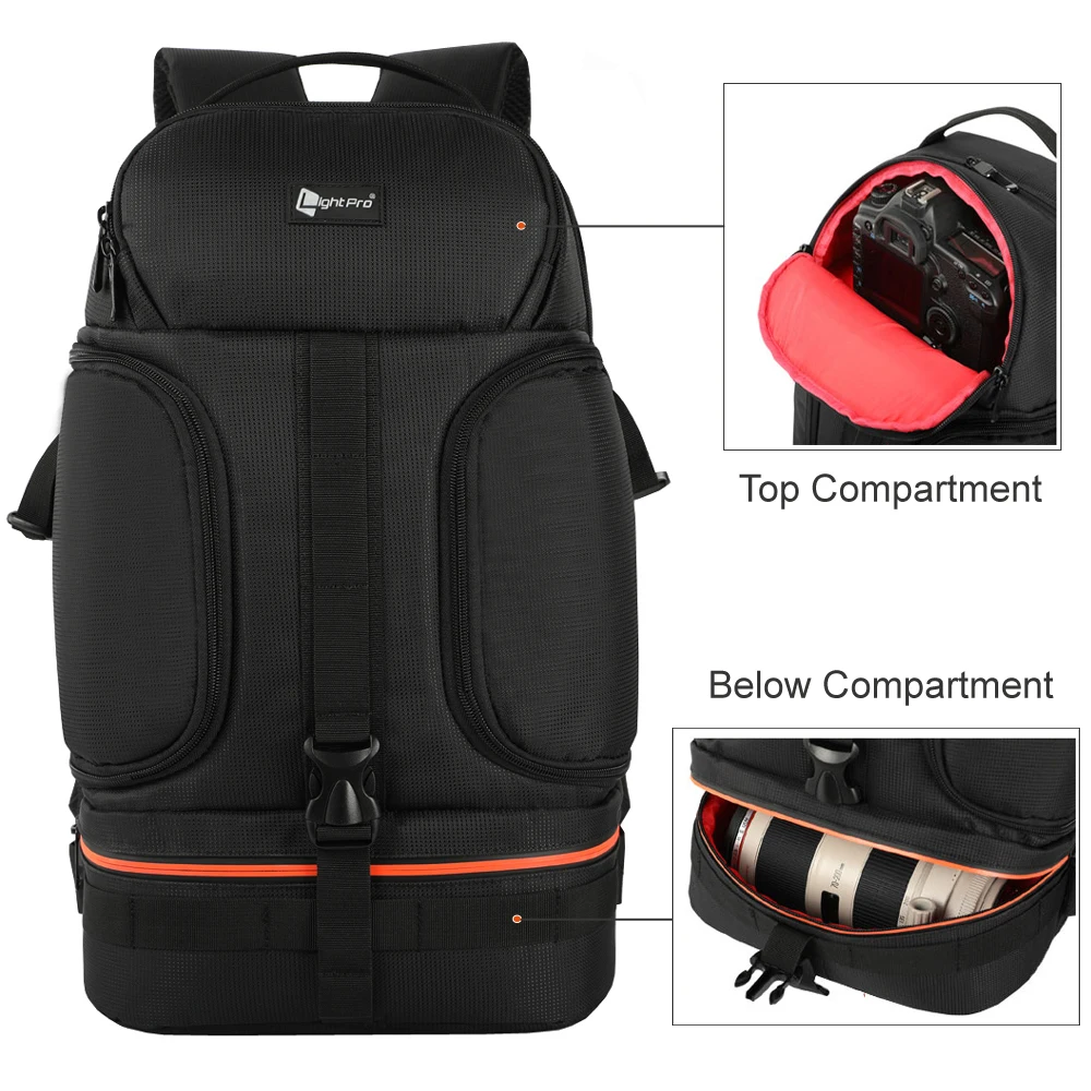 camera waterproof shoulders bag fit 15 6in laptop soft padded backpack w reflector stripe night safety tripod lens case for dslr free global shipping