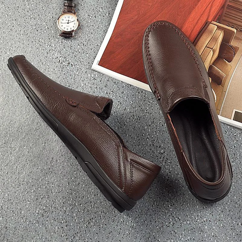 Men Casual Shoes outdoor Luxury Brand Genuine Leather Mens fashion Loafers Moccasins Comfy Breathable Slip on Driving Shoes a4