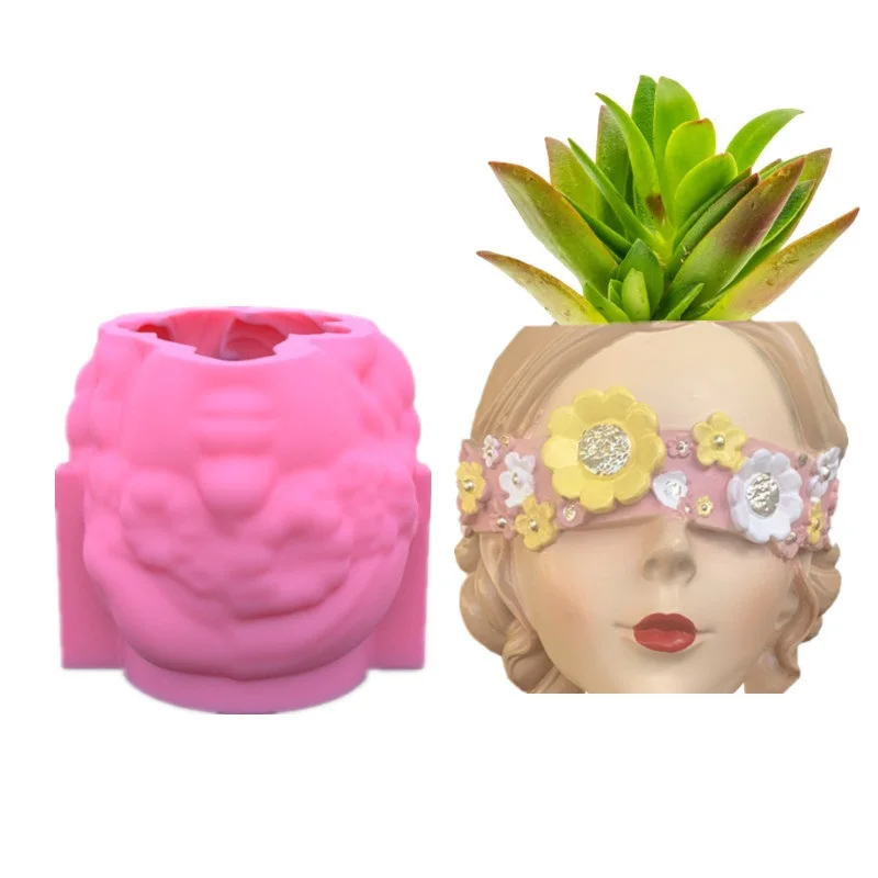 

Cute Girl 3D Silicone Molds For Cement Plant Pot Molds Succulent Flower Pot Concrete Cement Clay Handmade Making Mould