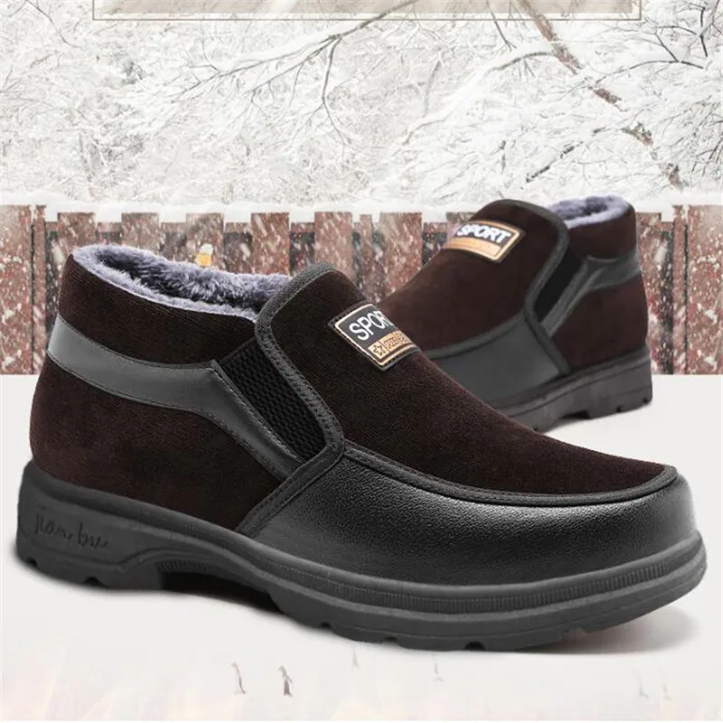 Зимние новые высокие мужские хлопковые ботинки теплые бархатные на толстой