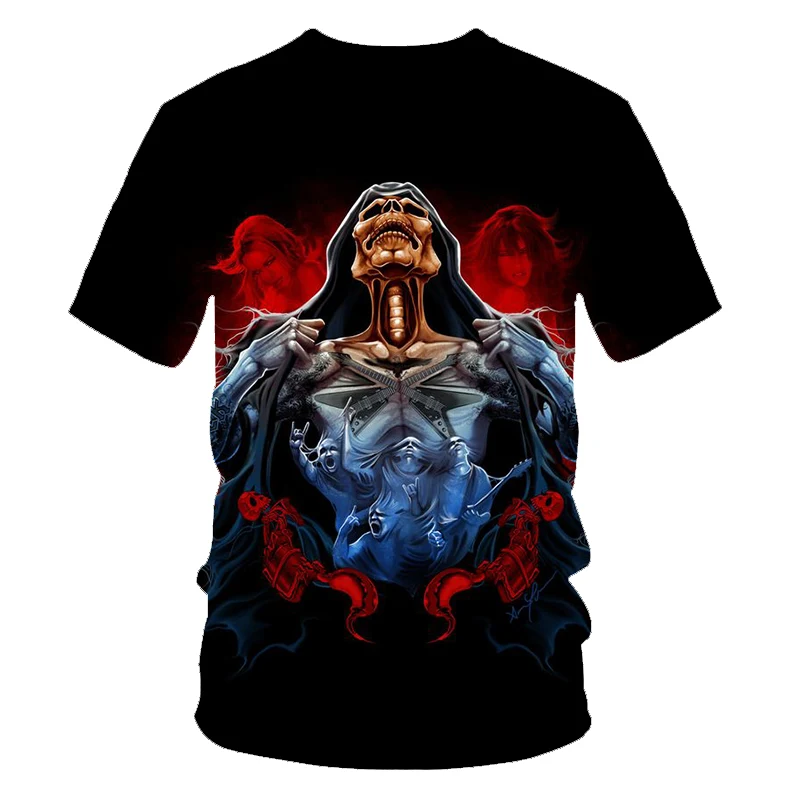 Летняя футболка с коротким рукавом и рисунком черепа 3d футболки круглым вырезом