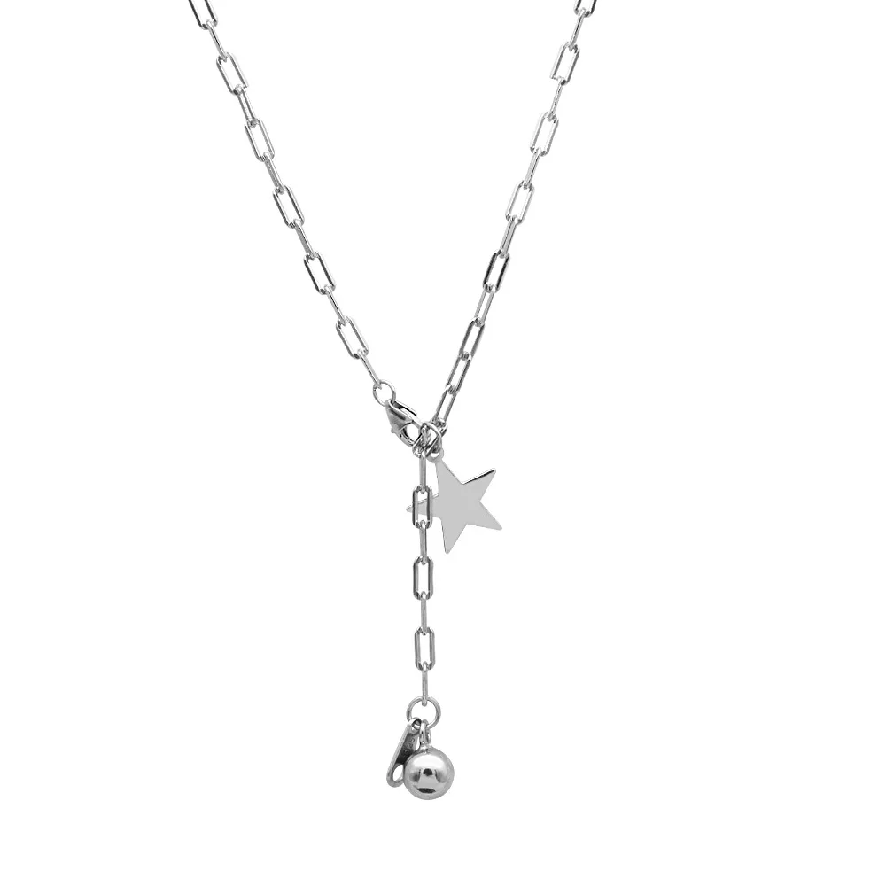 

Fengxiaoling Real 100% 925 Sterling Silver Punk Hip-hop Star Bead Pendant Necklaces For Fashion Women Jewelry Accessories 2020