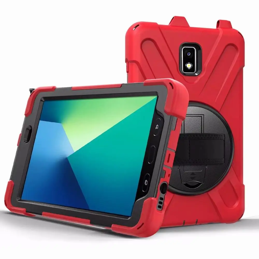 Красный Сверхмощный силиконовый чехол для Samsung Galaxy Tab Active 2 8,0 T390 T395 SM-T395 Funda наручный плечевой ремень противоударный чехол - Цвет: Красный