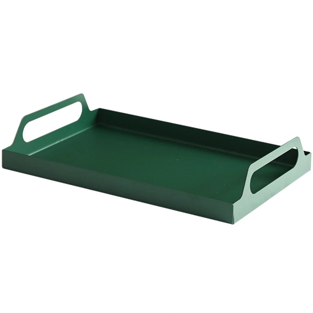

1Pc Metal Rectangular Tray with Handles Food Plate Platter Iron Serving Tray