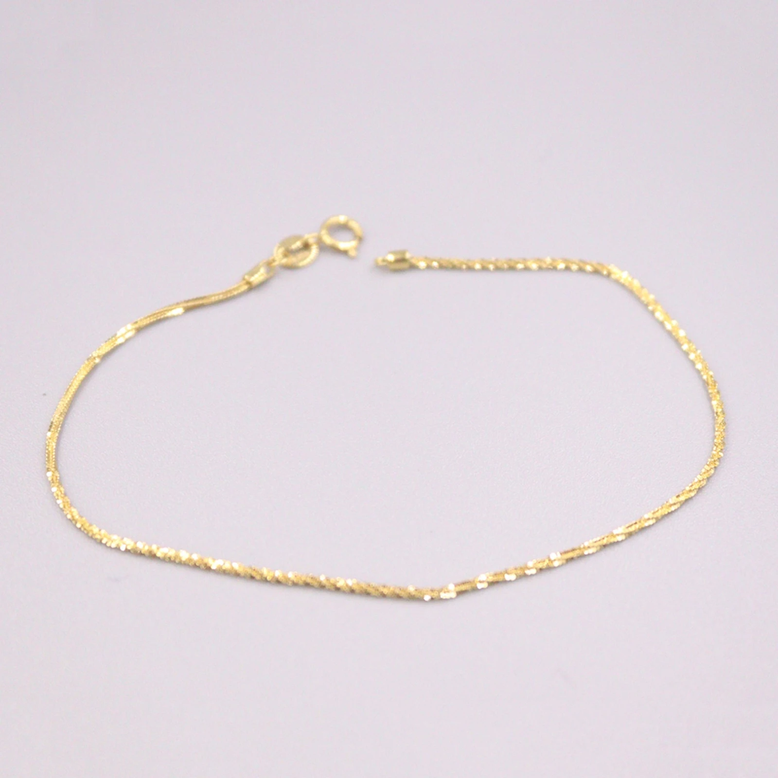 

Real Solid 18K Yellow Gold Woman Bracelet Lucky Full Star Chain Bracelet 6.7inch 0.9-1g 1mmW